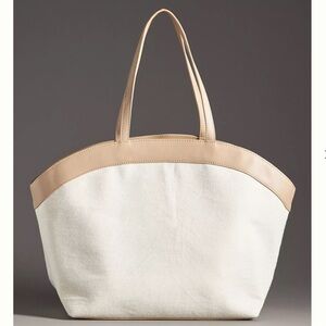 Anthropologie Jules Kae Emma Contrast Tote Shopper Bag Neutral Tan NEW